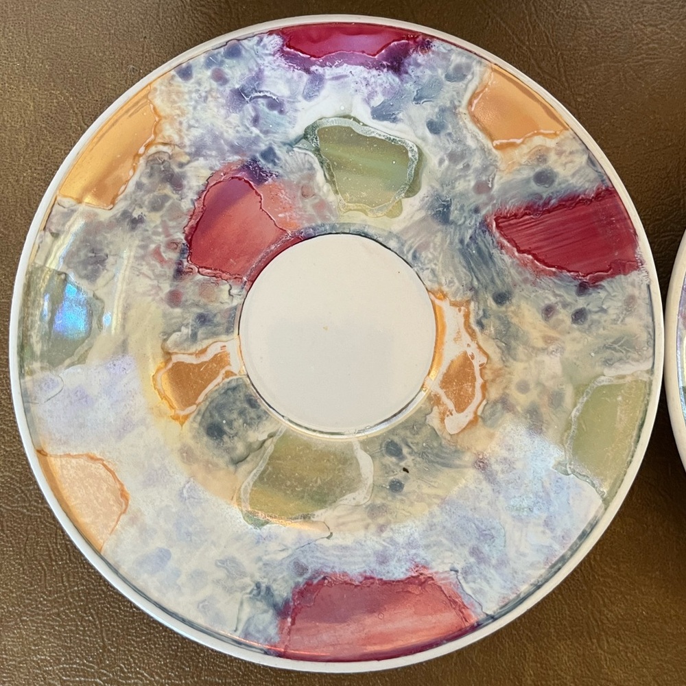 Set of Four Saucers or Trinket Dishes Handpainted - Picture 5 of 10